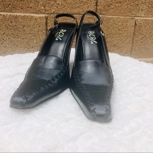 BCBG Paris Women's Black Pointed-Toe Heels Pumps